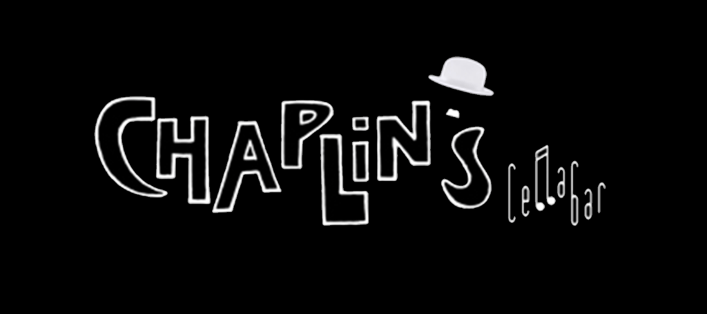 Chaplin's Cellar Bar printed in white against a black background