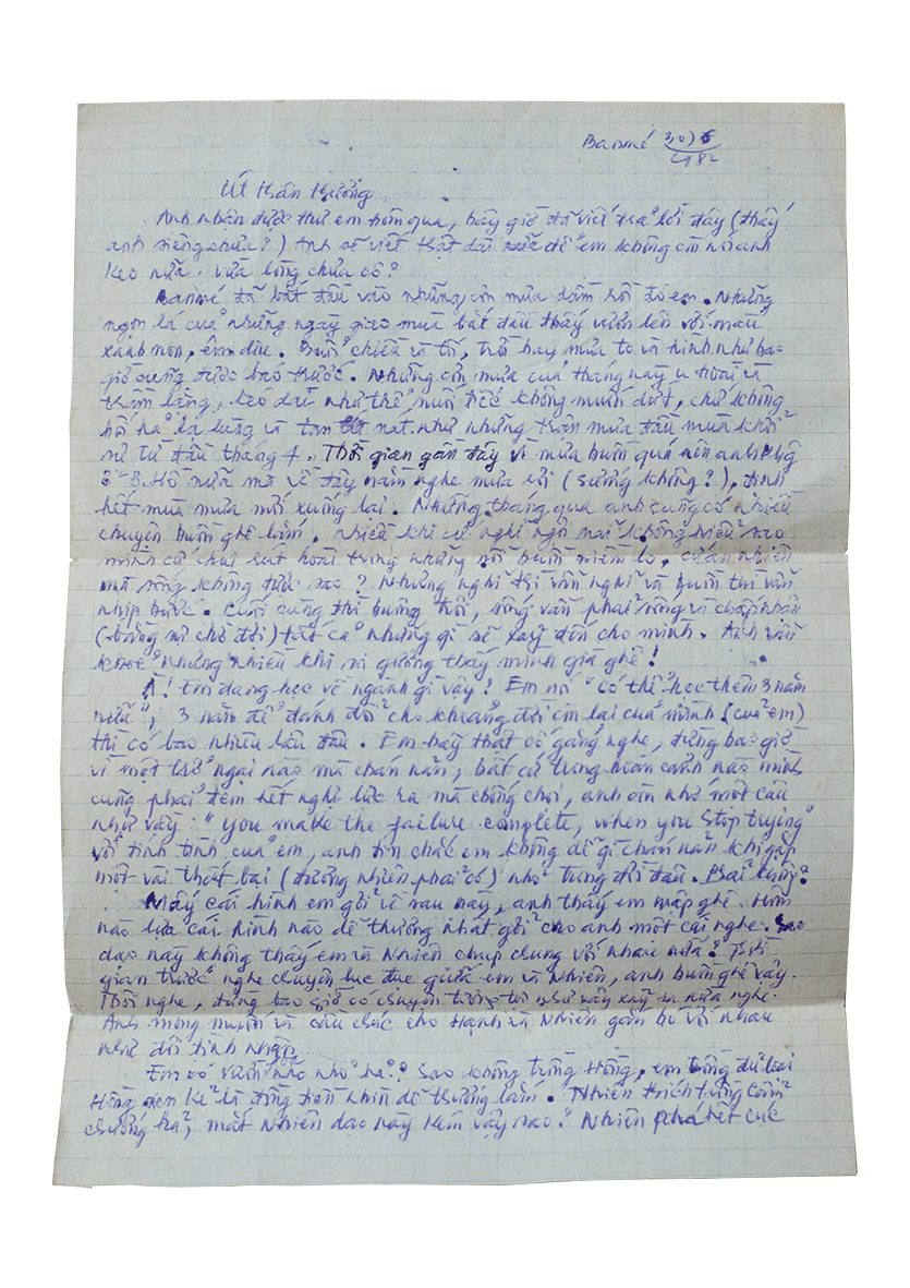 The contents inside the letter, written in blue ink